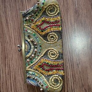 Mariell Vintage Rare Glass beaded, handbeaded clutch